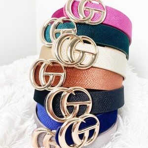 🆕🌿SHINY GOLD DRK EMERALD TEXTURED BELT